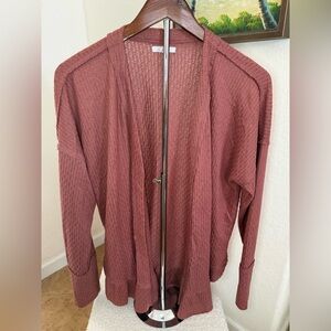 Maurices Textured Open-Front Cardigan in Rosewood